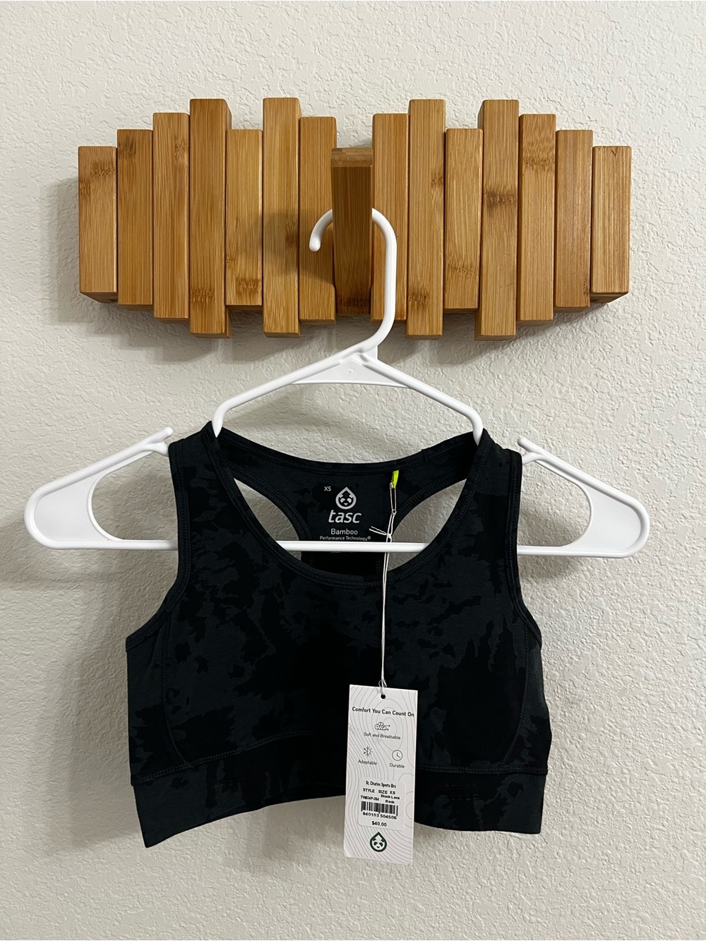 Tasc Performance Black Bamboo Sports Bra - Supportive Racerback